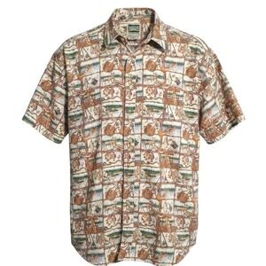 Vintage Northern Elements Mens size Medium Canoe Fishing Cabincore Button Shirt